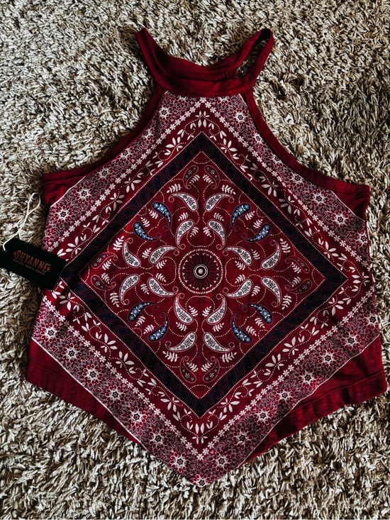 Shyanne Tops - Shyanne Red Bandana Print Halter Tank Top